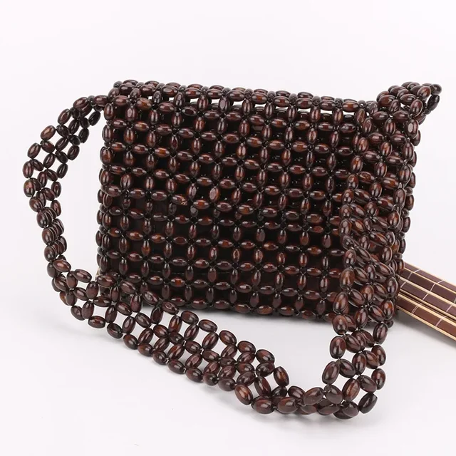 Nowa Retro, możliwość personalizacji podszewka do damska torba na ramię prostych, ciemna kawa, tkanych torebek Crossbody w kolorze drewniany koralik