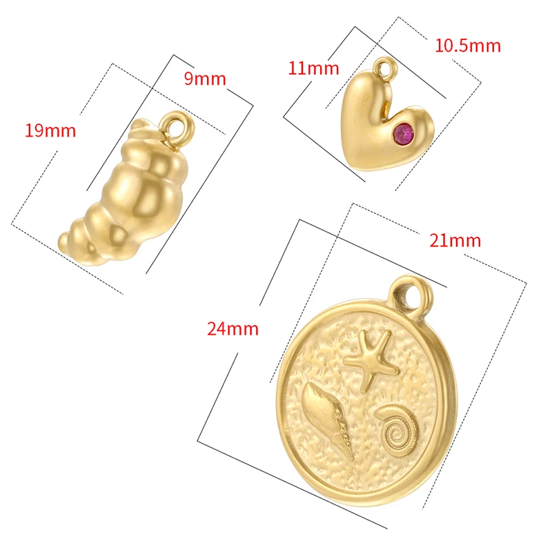 304 Stainless Steel Heart/Croissant-Shaped Charms Fade-Resistant Jewelry-Making Accessories for DIY Handmade Jewelry Crafting