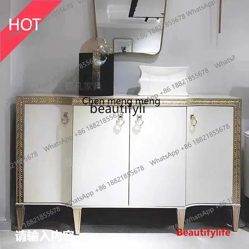 cn8350 ss American light luxury all solid wood dining side cabinet entrance entrance partition decorative cabinet foyer shoe cab