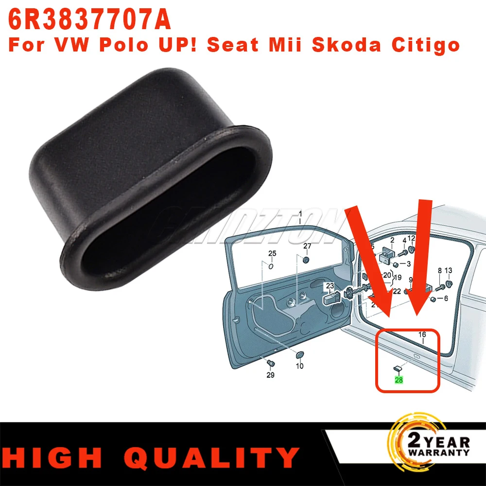 

New Lower door locating pin seal shut Locator grommet Black 6R3837707A For VW Polo MK5 UP! Seat Mii Skoda Citigo car accessories