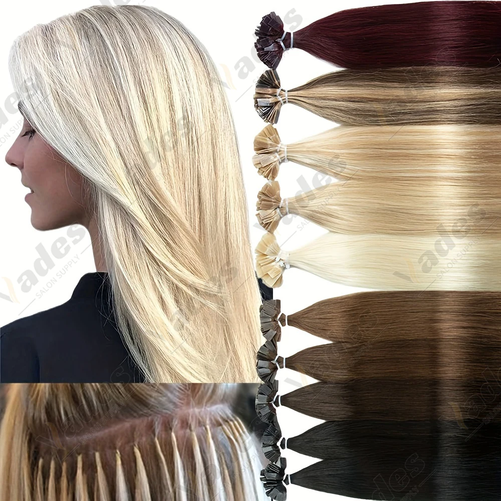 50 Strands Flat Tip Human Hair Extensions Heat Fusion No Glue Needed Natural Look Added Volume for Women  14-20 Inch 30g