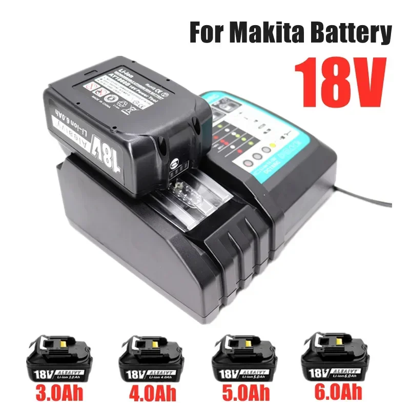 

18V 3Ah 4Ah 5Ah 6Ah rechargeable lithium-ion battery pack, DC18RC charger for Makita BL1840 BL1850 BL1830 BL1860B LXT400