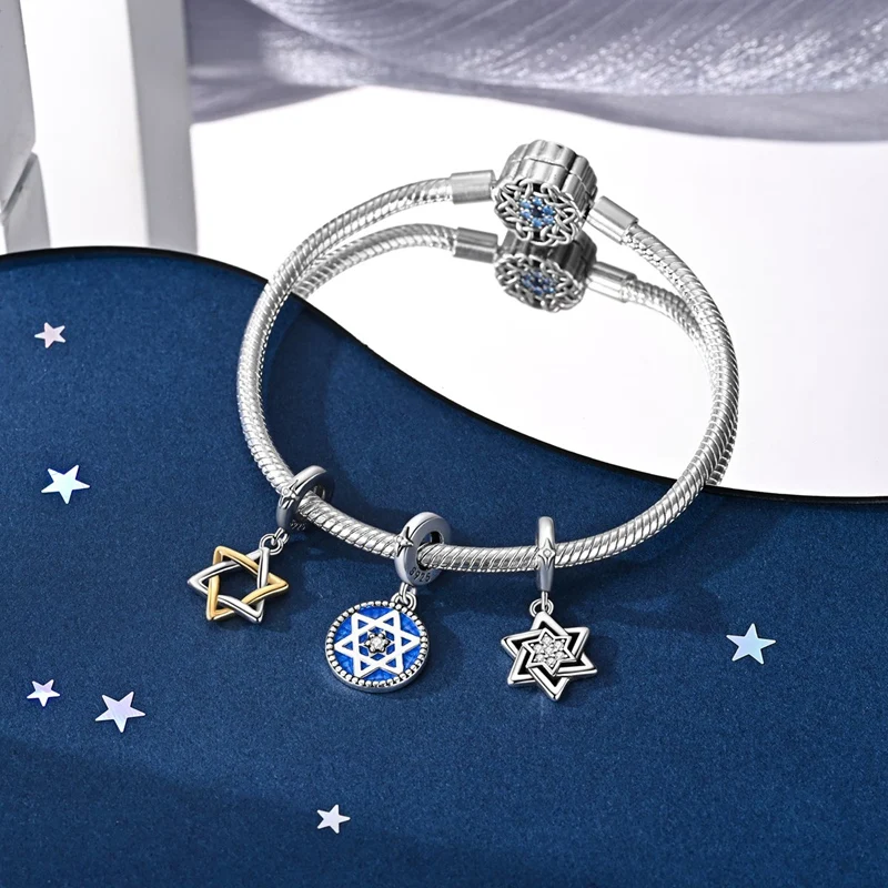 New In Hexagram Series 925 Sterling Silver Heart Love Pendant Charms Jewelry Fit Original 925 Bracelet For Women DIY Gift