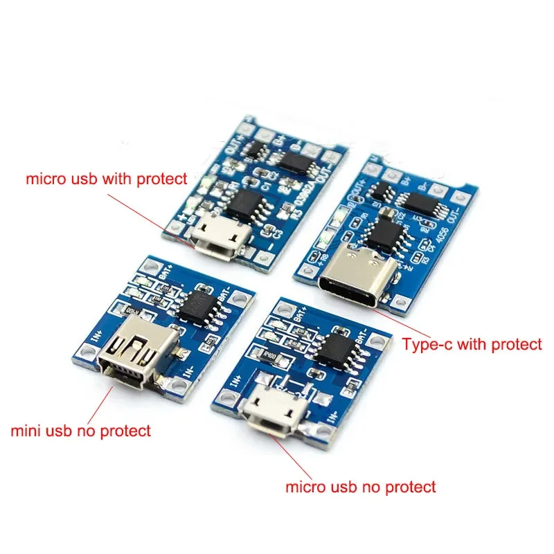 C타입 미니 마이크로 USB 리튬 배터리 충전기 모듈 충전 보드, 보호 이중 기능, 5V 1A 18650 TP4056, 1 개