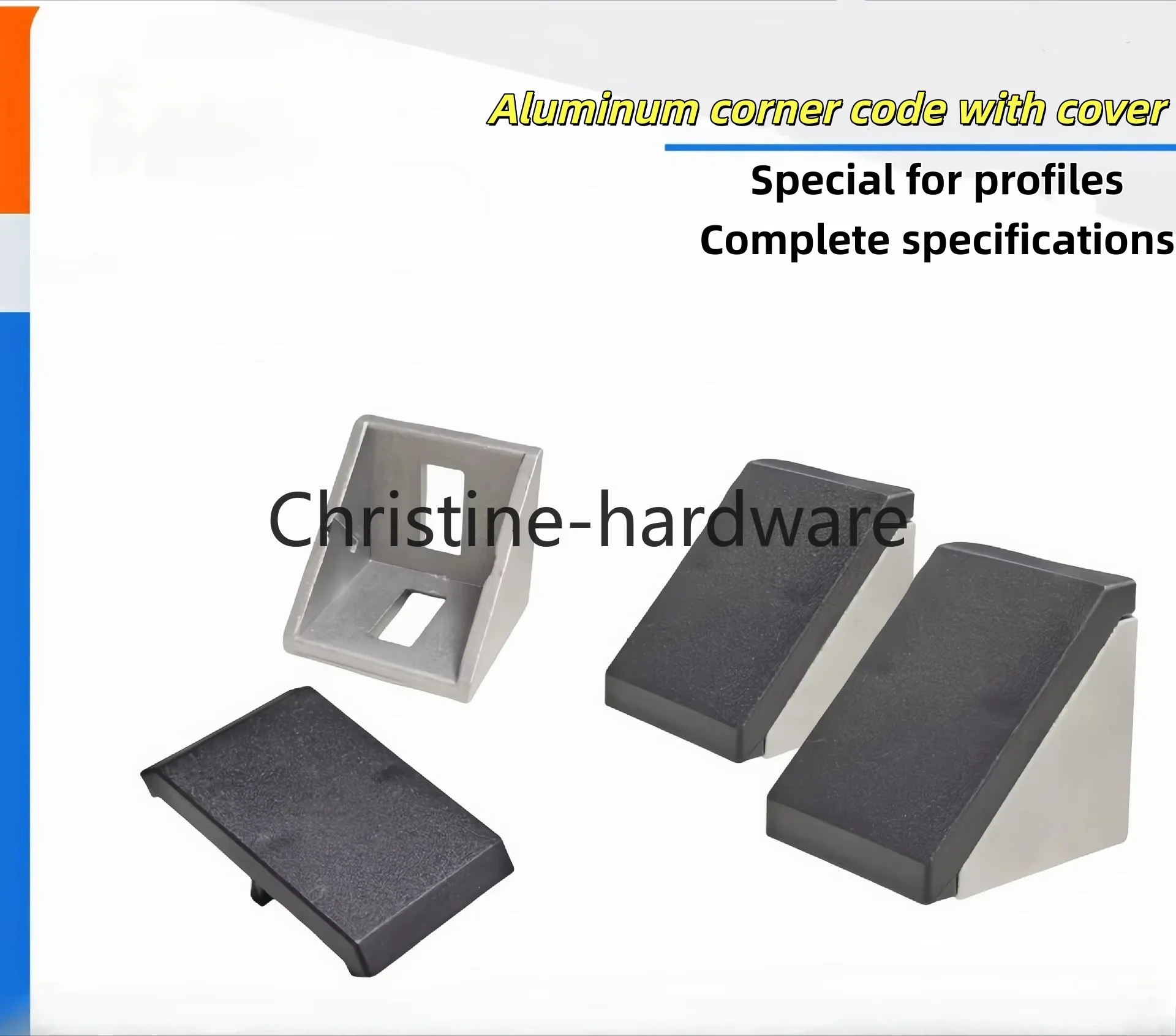 10pcs 2020 3030 4040 Corner Bracket Fitting Black Angle Aluminum Connector with Cap for Industrial Aluminum Profile