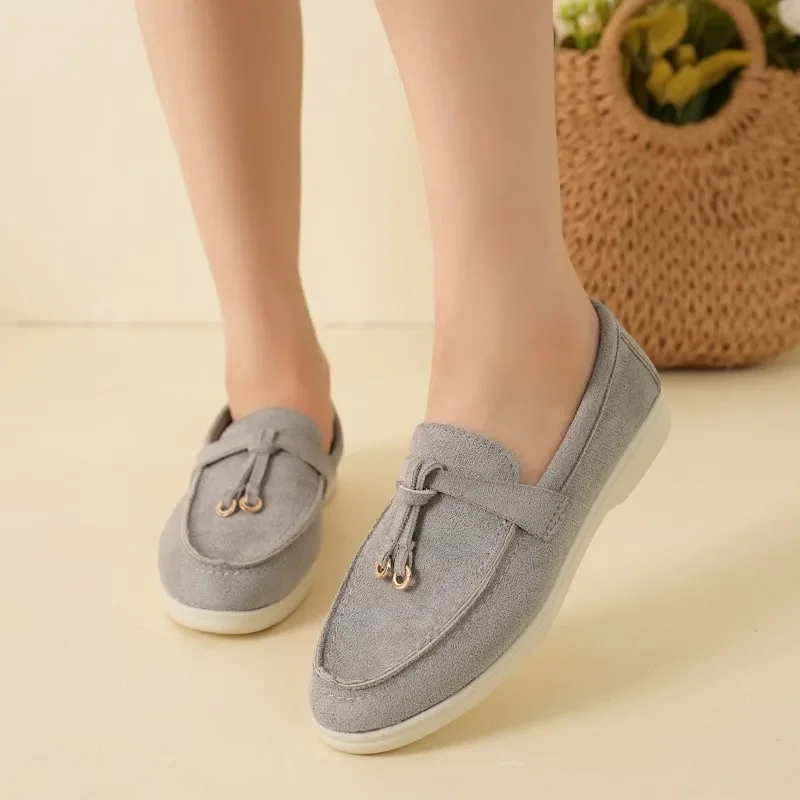 2024 Spring and Autumn New High-quality Women's Shoes Fashionable Solid Color Round Toe Low Heel Slip-on Women's Flat Shoes