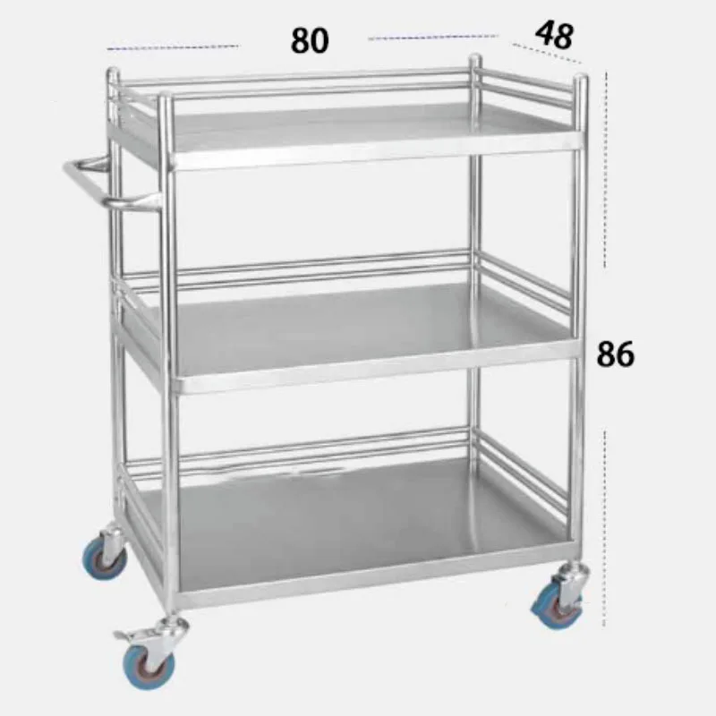 Stainless Steel salon Trolley Hospital Trolley Cart Beauty Salon Rack Operating Room Medical Equipment Instrument Movable Cart Z