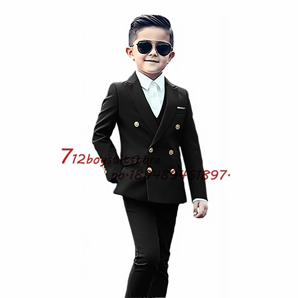 Green Boys 2 Piece Suit Double Breasted Blazer Kids Wedding Tuxedo Jacket Pants Formal Child Clothes 2-16 Years Old