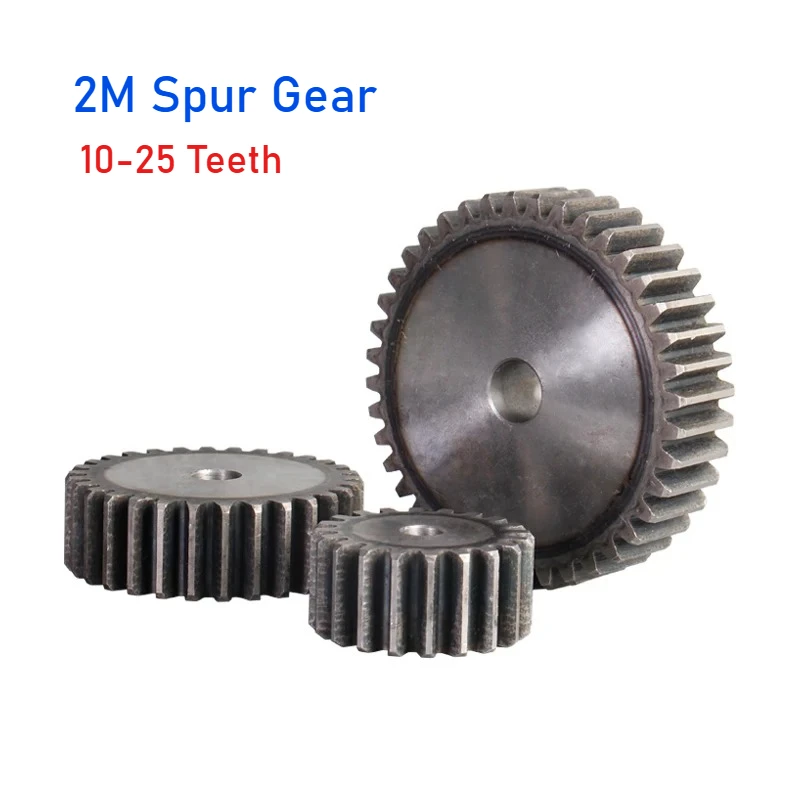 2M Spur Gear 10T/11T/12T/13T/14T/15T/16T/17T/18T/19T/20T/21T/22T/23T/24T/25Teeth 45# Carbon Steel Thickness 20mm