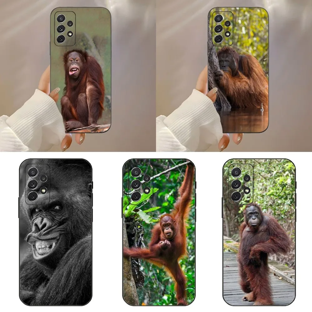 Monkey Sipping baboon Phone Case For Samsung Galaxy A91,A80,A73,A72 ,A71,A53A52,A32 ,A31A22,A21s,A20,Black Cover