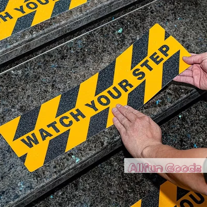 [TG835]Watch Your Step! Anti-slip Stair Warning Stickers - Yellow And Black Caution Marks, Home Safety Stickers | Warning Signs