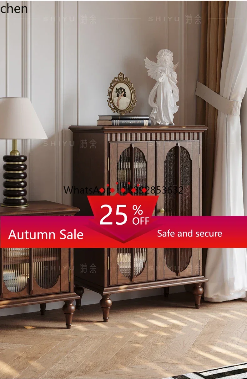 

Wine Cabinet Solid Wood Vintage TV Cabinet Side Display Storage Cabinet