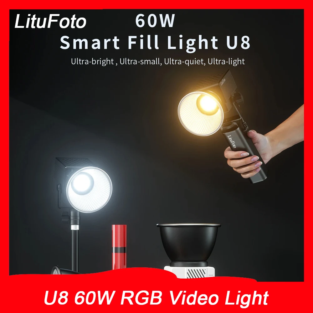 

LituFoto U8 60W RGB Video Light 2700-7500K Bi-color Photographic Studio Light Portable Fill Light for Video Live streaming