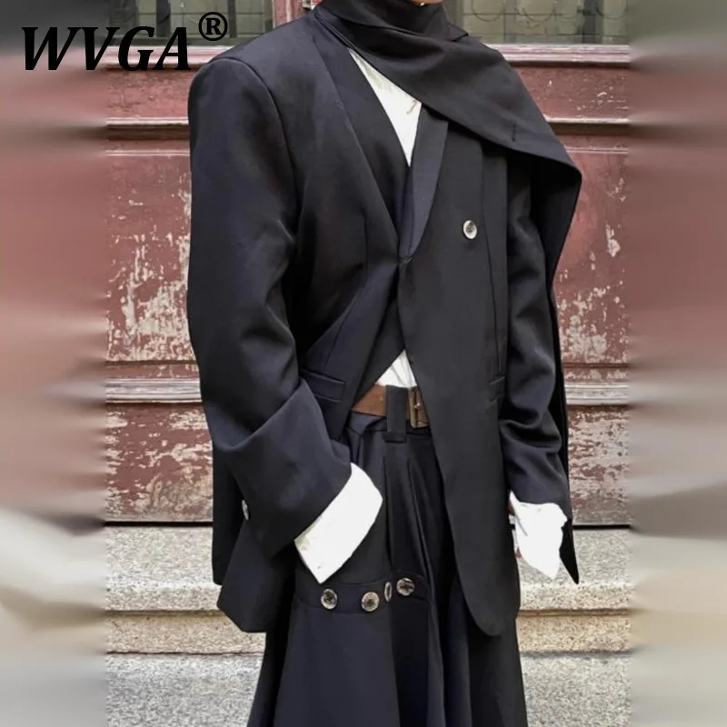 

WVGA Spring Autumn New Men's Tide High Street Vintage Design Trendy Shoulder Pads Blazer Niche Chic Casual Suit Jacket Ins W9822