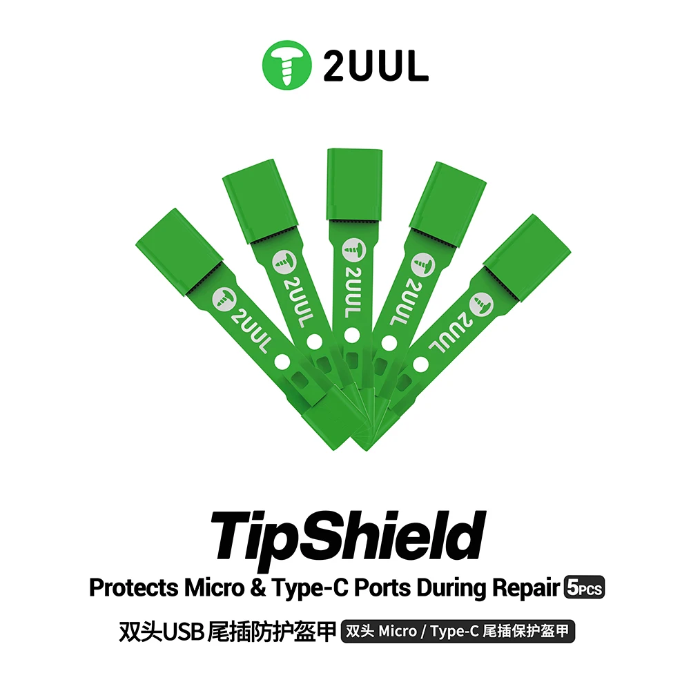 2UUL TipShield: Dual-Head USB-Port-Schutz – Schmelzbeständige, rostfreie Stahlabdeckung für Micro-USB- und Typ-C-Port-Schutz und Reparaturen – Detail 1