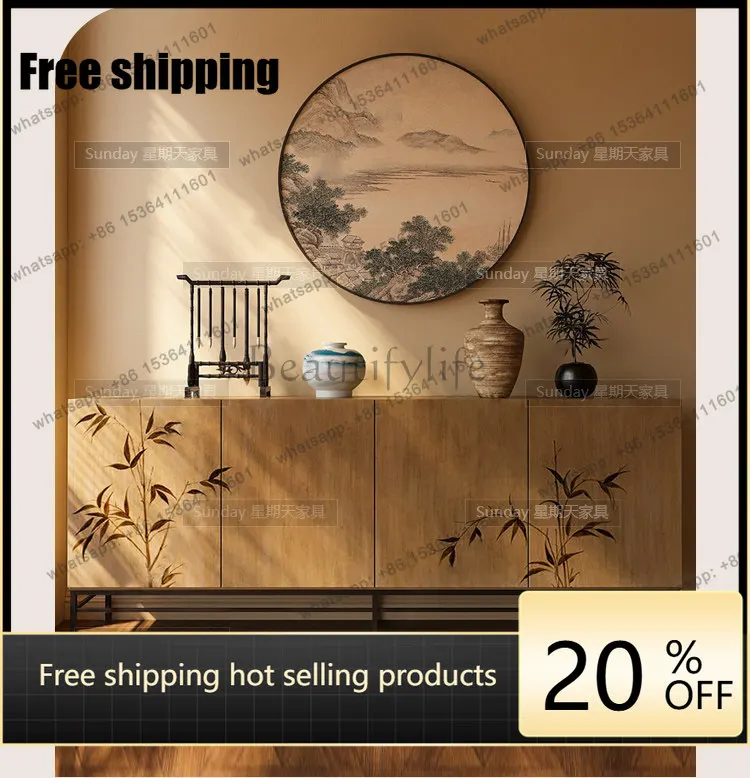 Factory Direct New National Style Hand Painted Bucket Cabinet Log Wind Large Capacity TV Cabinet