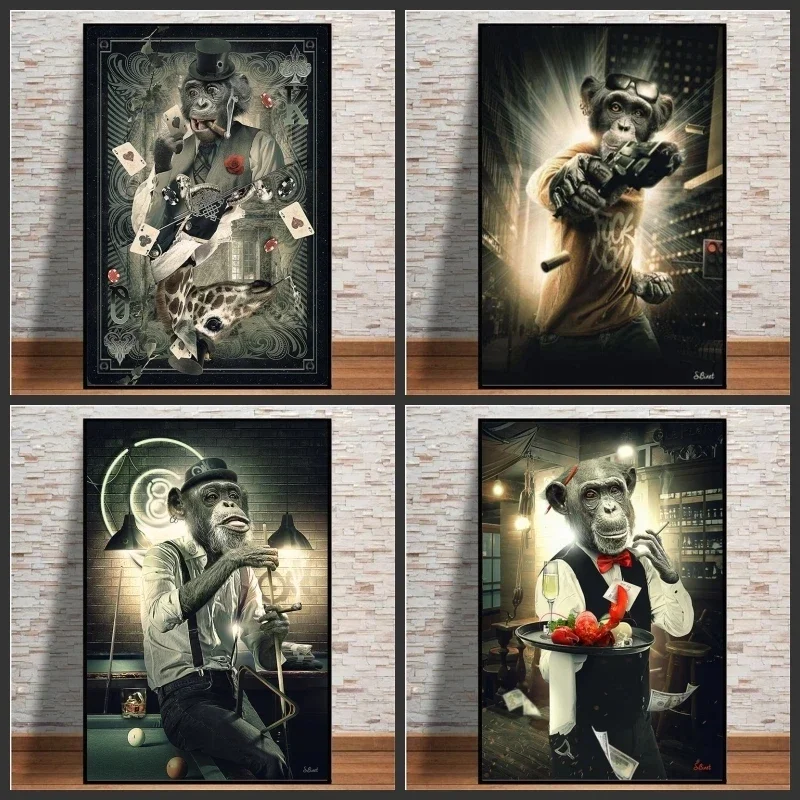 Sylvain Binet Poster Fictional Character Macaque Wall Art Canvas Painting Abstract Print Decorative Picture For Living Room H