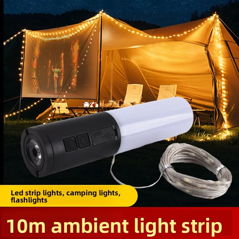 

Трансграничная светодиодная лента для кемпинга, уличный светильник для палатки, светильник для кемпинга, окружающий свет, портативный перезаряжаемый фонарик типа C