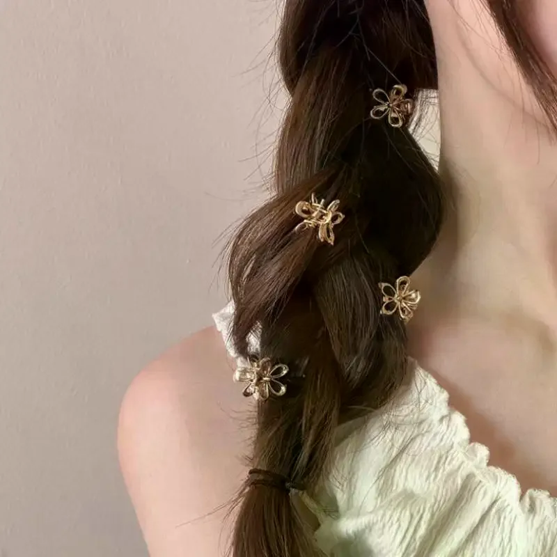 10 قطعة مشبك شعر معدني صغير كليب الذهب والفضة زهرة فراشة صغيرة القرش كليب Ins الكورية أغطية الرأس للنساء إكسسوارات الشعر #4