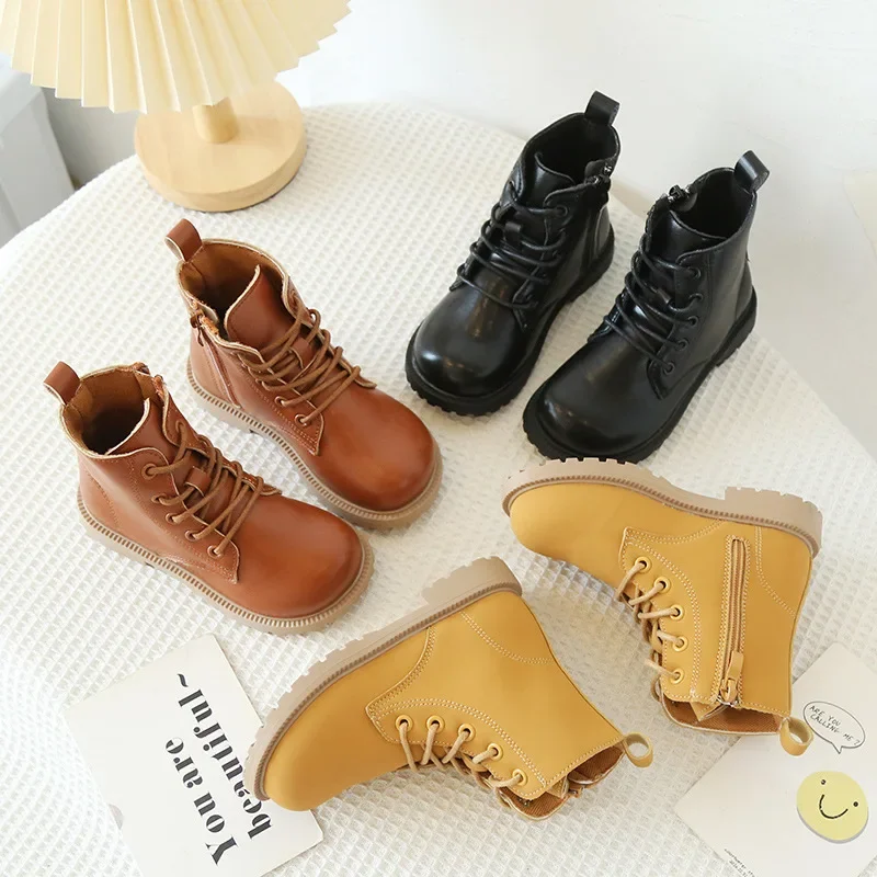 

Brand Child Boot 2024 New Autumn British Ankle Boots Small Medium-sized Girls Shoes Fashion Girls' Boots All Match Child Shoes