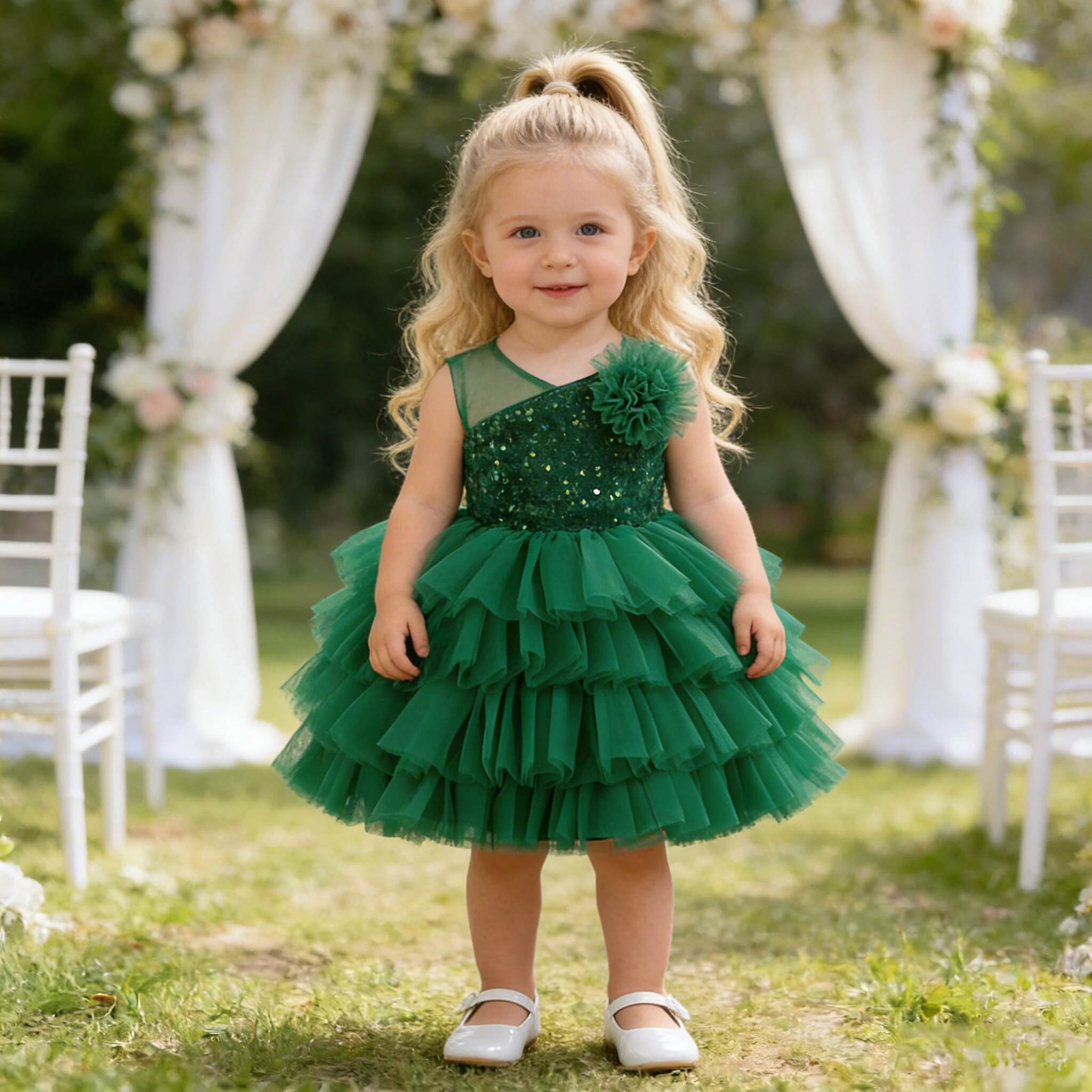 

Вечернее платье с блестками для маленьких девочек, элегантное тюлевое платье принцессы для выпускного вечера на первый день рождения, вечернее платье подружки невесты с бантом для девочек