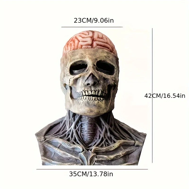 Halloween Horror Full Head Skull Mask, Halloween Head Wear A Hat Skull Mask Movable Jaw Creepy Scary Full Head Skeleton Headgear