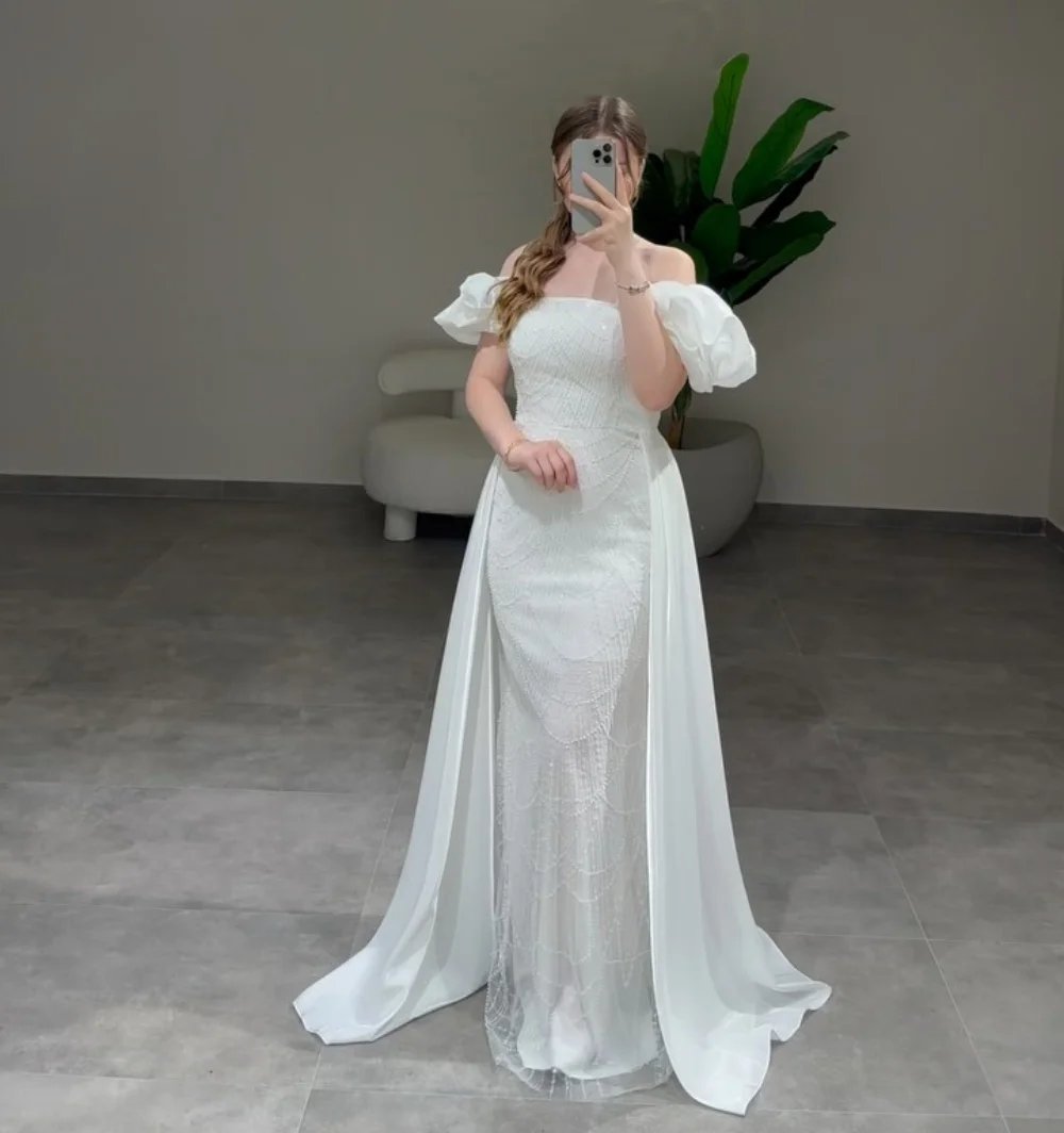 

Customized Jersey Beading Ruched Trumpet Floor-length Bespoke Occasion Women Luxury Evening Dresses Gorgeous Glitter Wedding