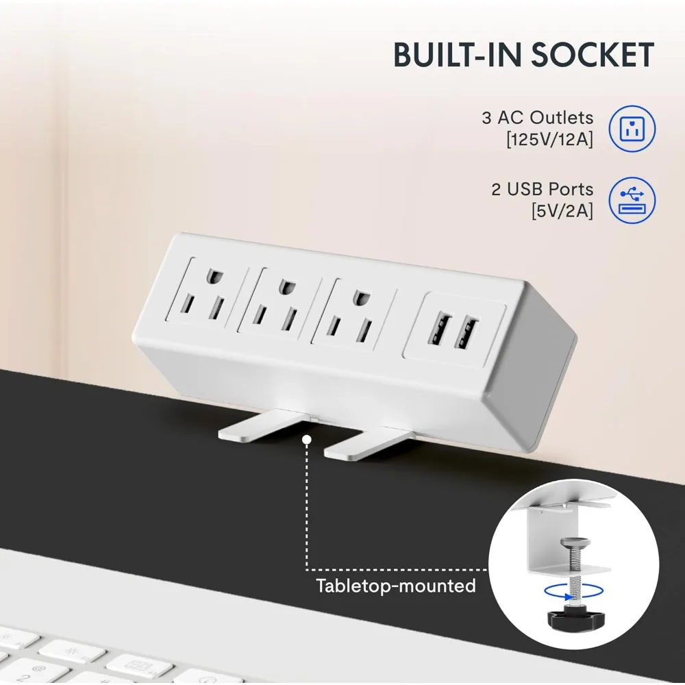 Whole-Piece Standing Desk with Clamp Power Strip, 55 x 28 Electric Stand Up Height Adjustable Desk with Cable Management