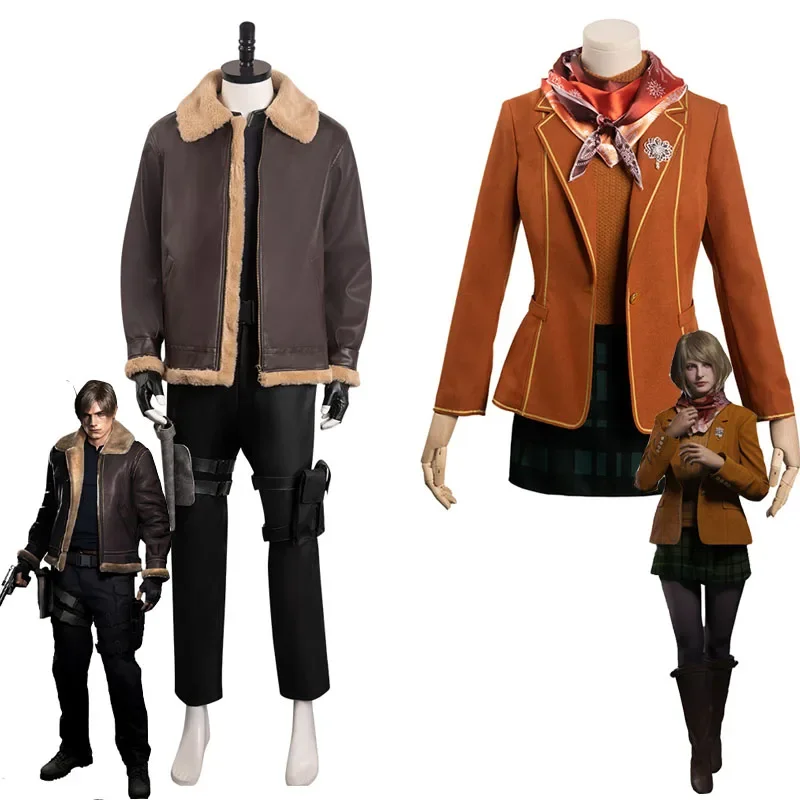 Evil 4 Remake Ashley Graham Leon Scott Kennedy Cosplay Costume Set Outfits Adult Game Halloween Carnival Party Suit Men Women