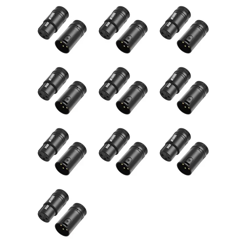 A99E-20X Male & Female Compact XLR Microphone Solder Adapter Adjustable 90° 3Pin XLR Solder Connector 3 PIN XLR Ends