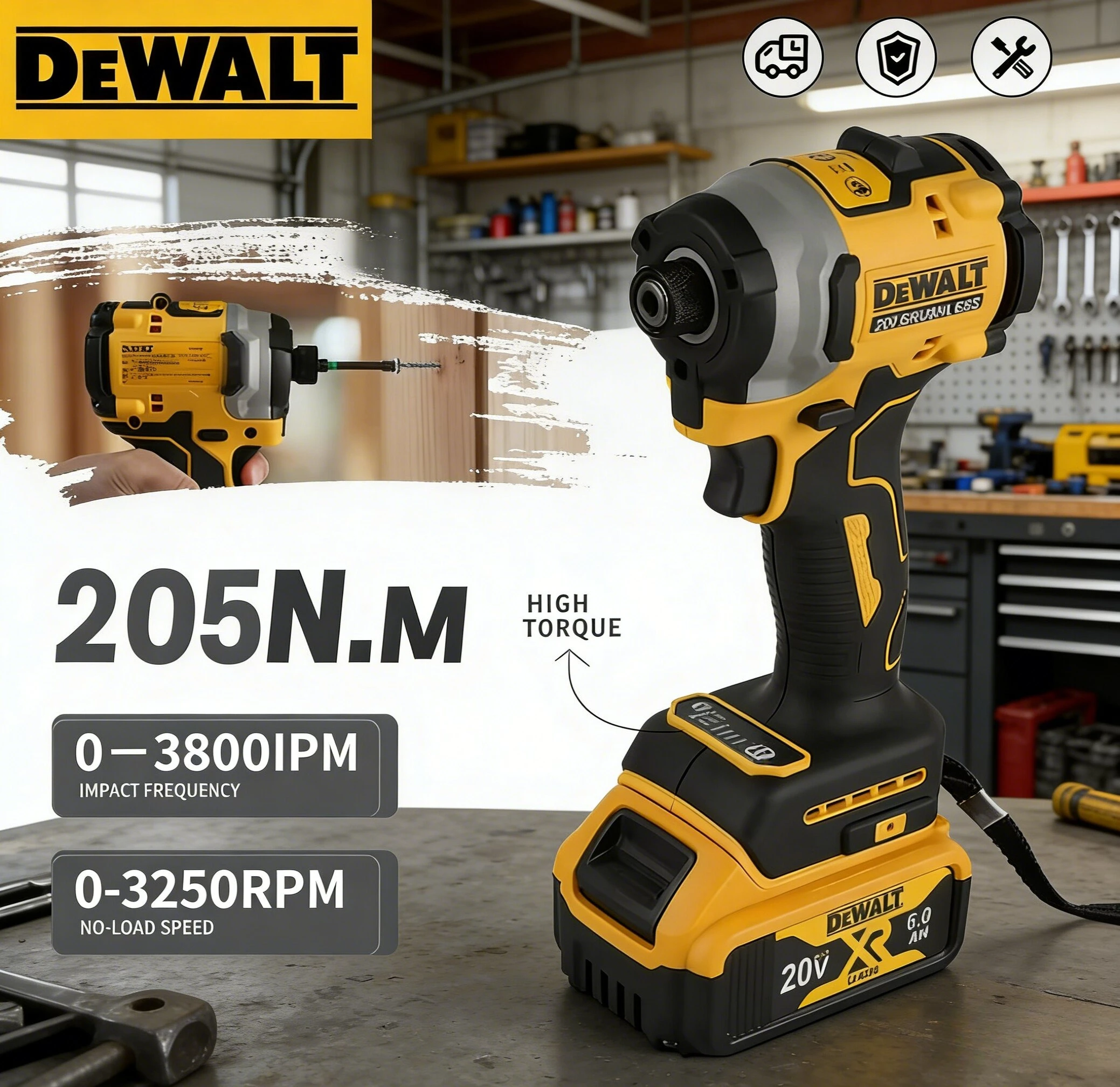 dewalt-dcf850-20v-impact-driver-205nm-torque-forward-reverse-switch-for-screw-driving-bolt-tightening-in-construction-workshop