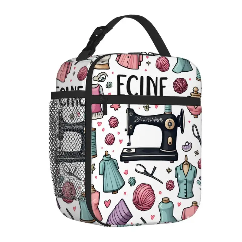 1pc a Sewing Machine Encircled by Fabric And Yarn. A Printed Thermal Bag That Is Insulated And Not Meant for Food Contact, Ideal