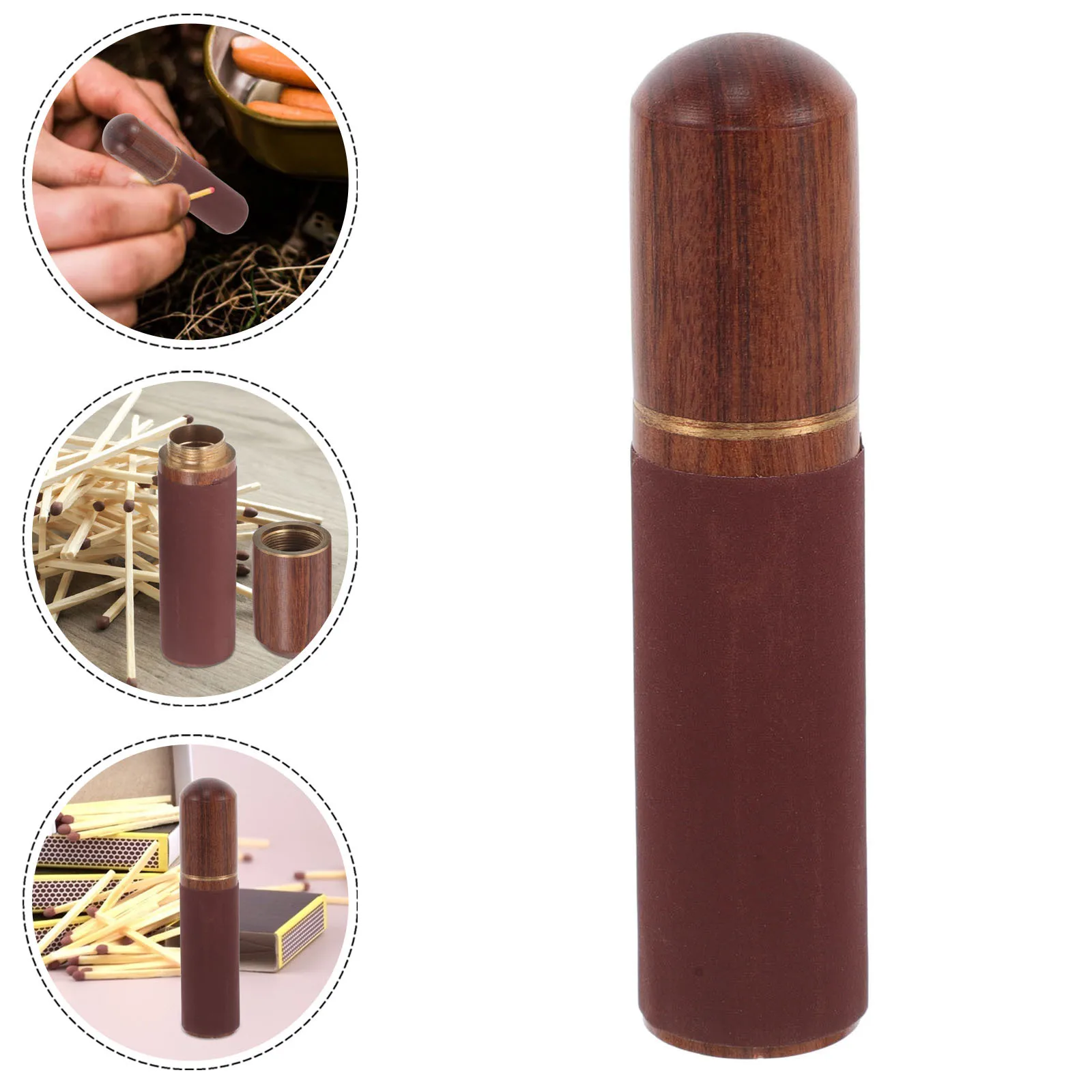 

Wooden Match Storage Tube Portable Camping Match Holder Organizer Mini Toothpick Holder Outdoor Portable Sewing Needle Box