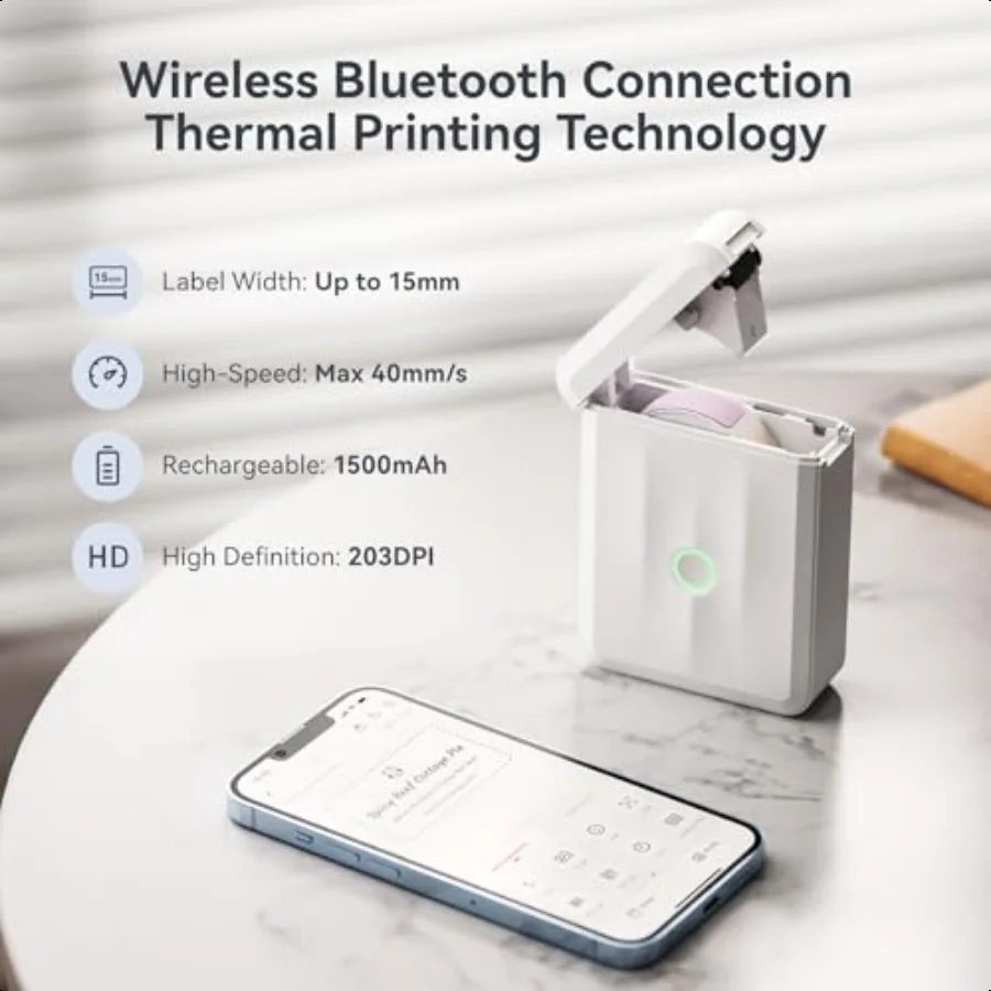 D110 Upgraded Version Mini Label Maker hine with Tape Portable Bluetooth Thermal Printer Sticker Labeler with Multiple Template