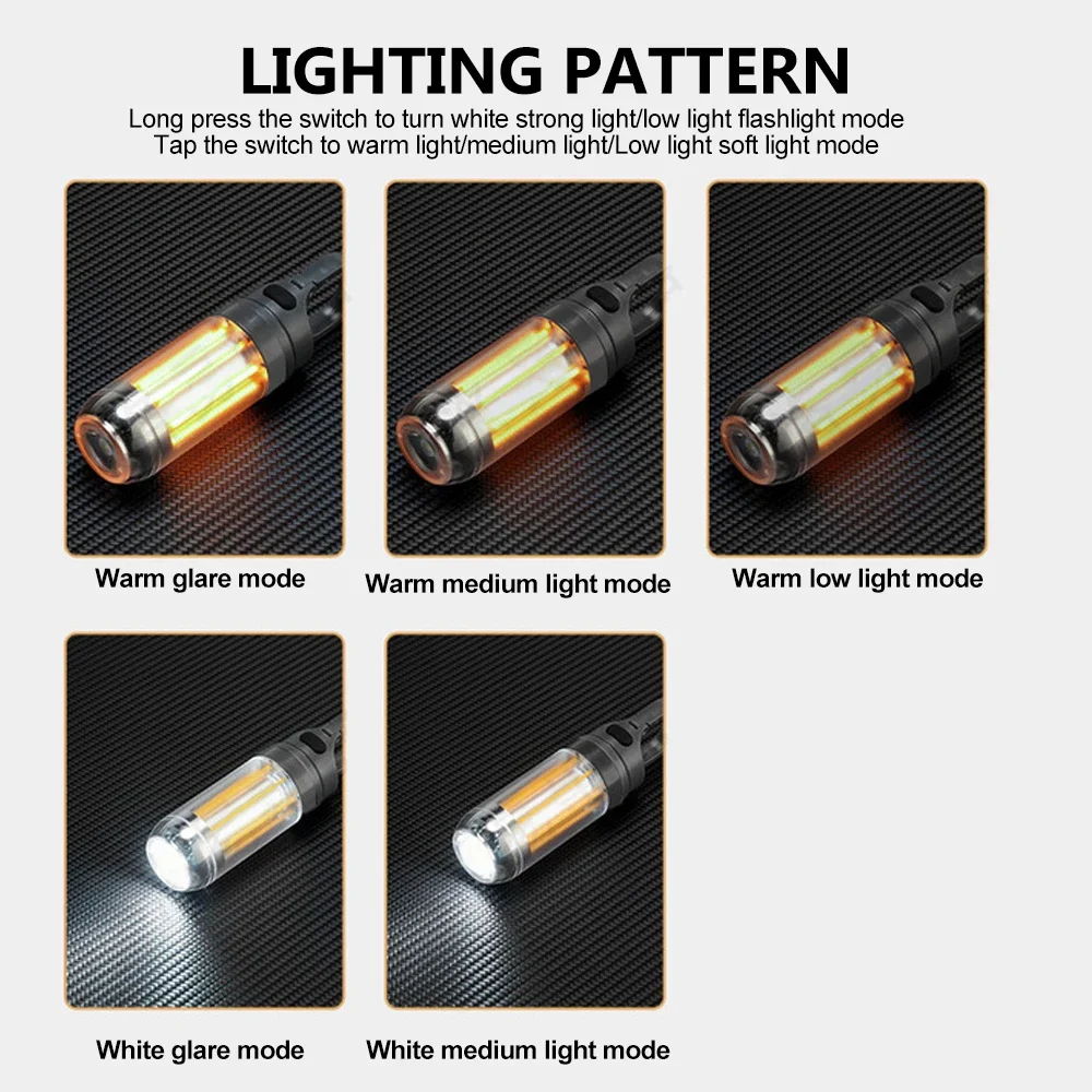 LED Camping Lantern Rechargeable Portable Flashlight Work Light 5 Modes Hanging Tent Lamp 8 Light Filaments Outdoor