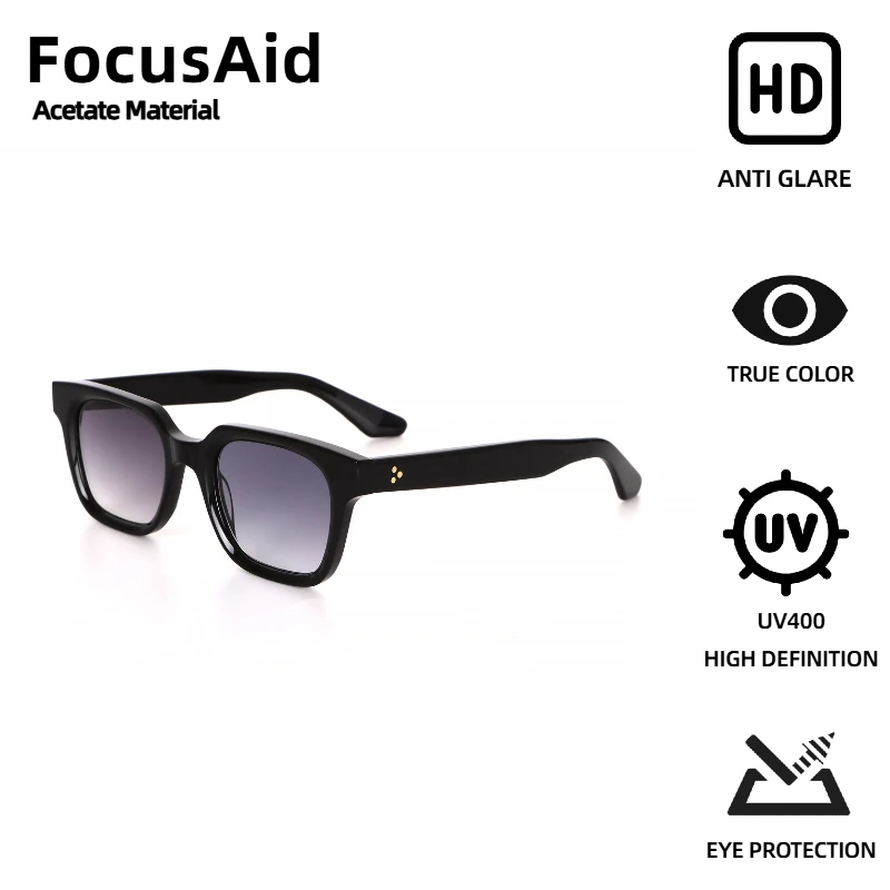 

FocusAid Retro Rivet Design Classic Men's Acetate Sunglasses UV400 Fashion Women's Luxury Design Vintage Sunglasses Nylon Lens