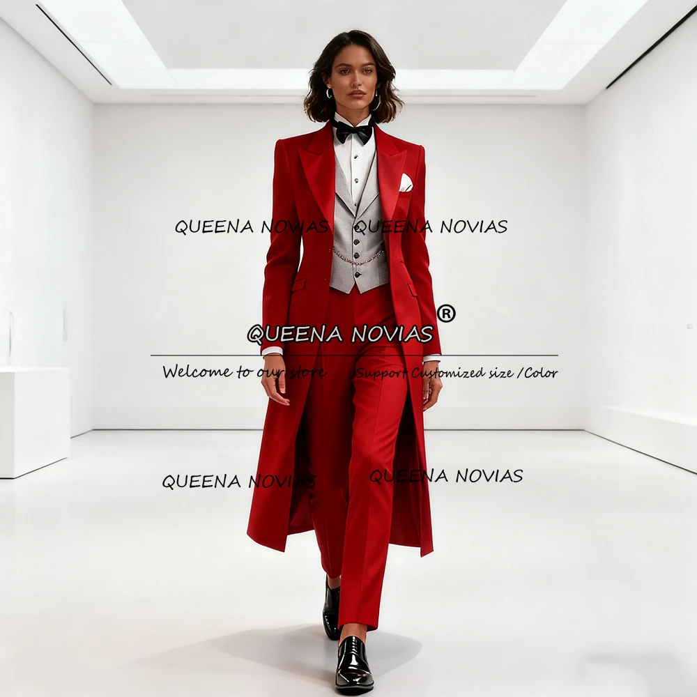 تصميم فريد من نوعه يناسب النساء 3 قطع مجموعات واحدة الصدر حفلة موسيقية الحلل مع قطار طويل مخصص العروس حفلة استقبال البدلات الرسمية