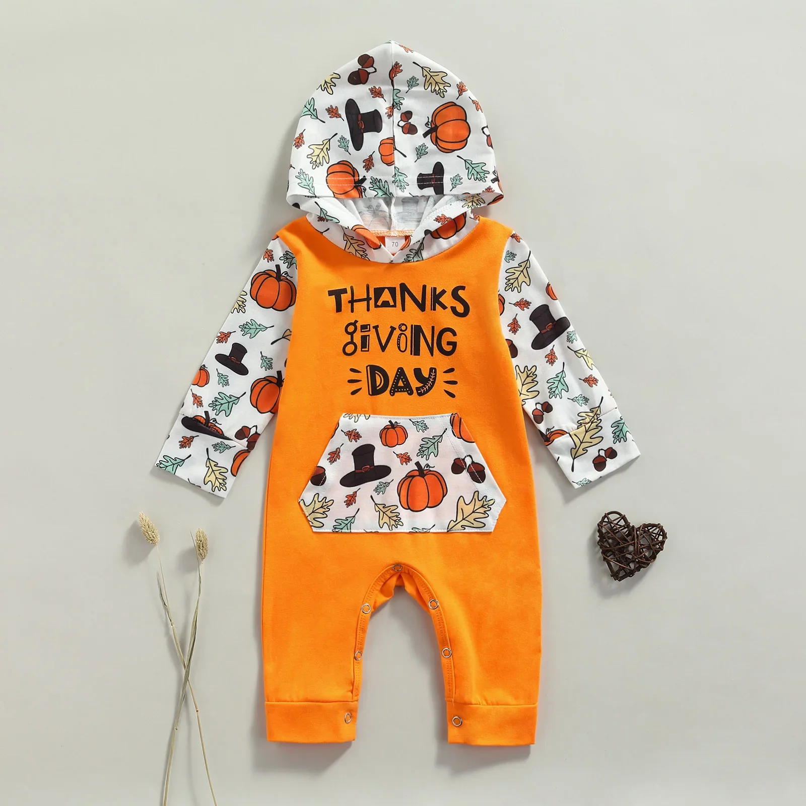 

New Thanksgiving Baby Romper Autumn Halloween Long Sleeved Jumpsuit Outdoor Climbing Baby Onesie L