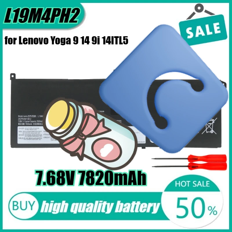

7.68V 60Wh 7820mAh L19M4PH2 Laptop Battery for Lenovo Yoga 9 14 9i 14ITL5 SB10Z33898 L19C4PH2+Tool