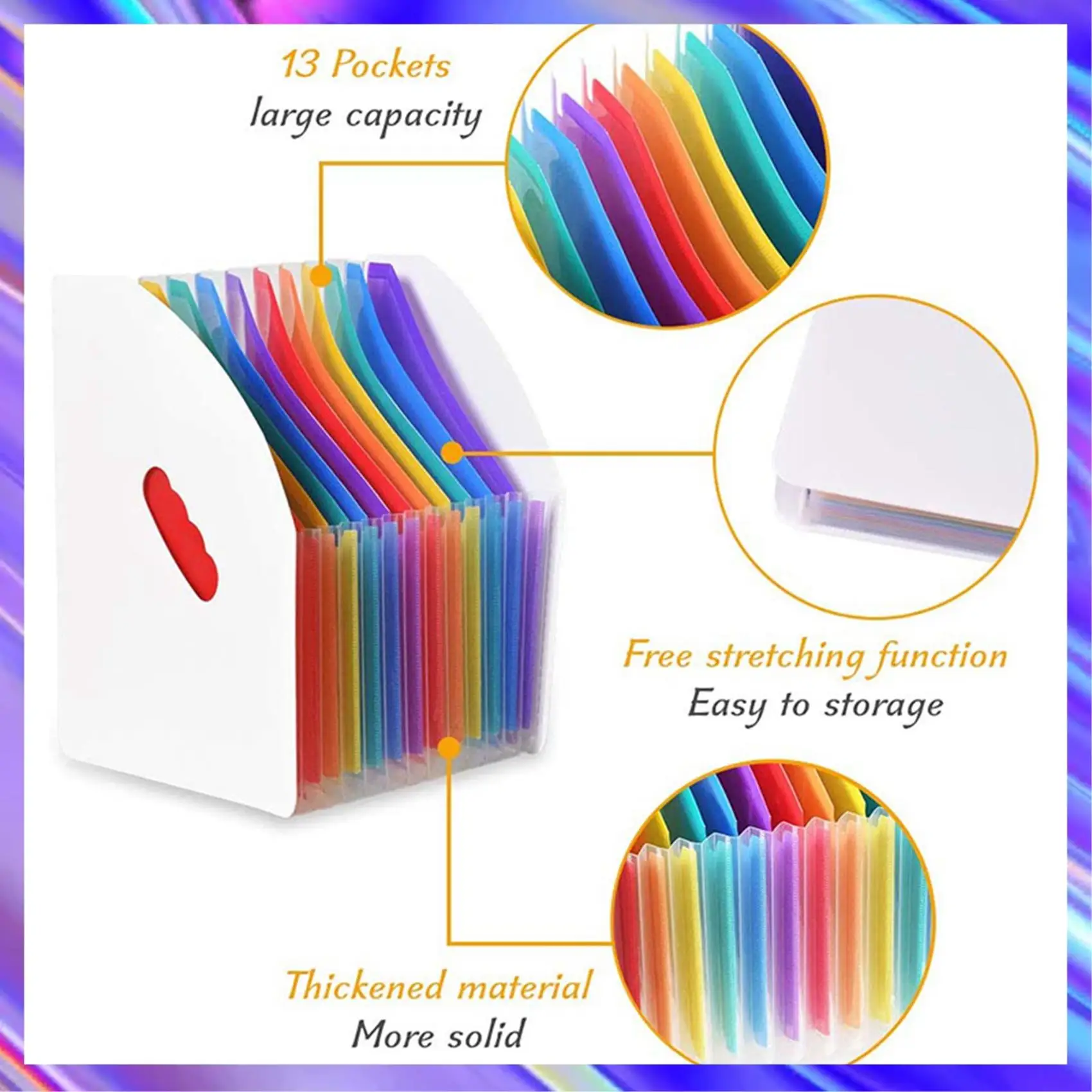

3X Expanding File Holder Folder Standing A4 Vertical File Organizer Magazine Basket Desktop 13 Pockets File Holder