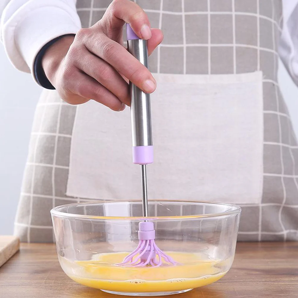 

1pc Egg Whisk Violet Manual Hand-Held Mixer For Baking Non-Stick Dishwasher Safe Silicone Handle Easy Clean Kitchen Utensil Tool