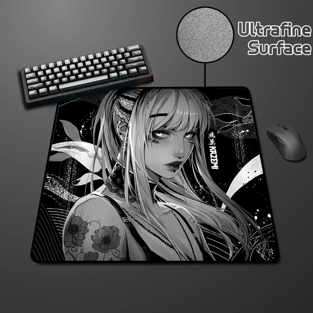 45x40CM Non-slip Mousepad Mask Girl Kazemi Speed Table Pad E-Sports Keyboard Mice Mat Game Professional Premium Edge Deskmat