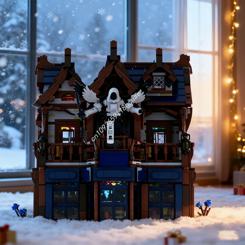 

3771 шт. MOC Andwraith S BAKERY дождливая уличная модель, строительные блоки, игрушки, строительные рождественские подарки, идея «сделай сам», образование для детей