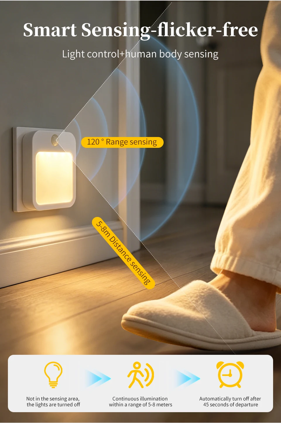 LED Night Lights With Motion Sensor EU US Plug In Dimmable Bedside Night Lamp for Hallway Bedroom Stairs Kitchen Room Decoration