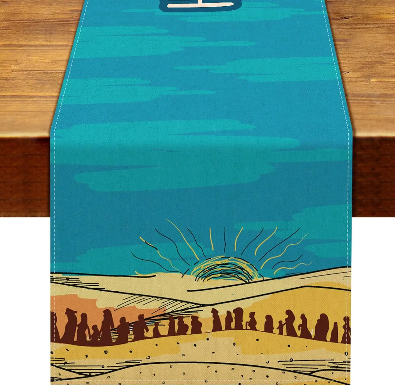 Happy Passover Linen Table Runner Jewish Holiday Party Decor Pesach Seder Matzo Egypt Kitchen Dining Table Runner Home Decor