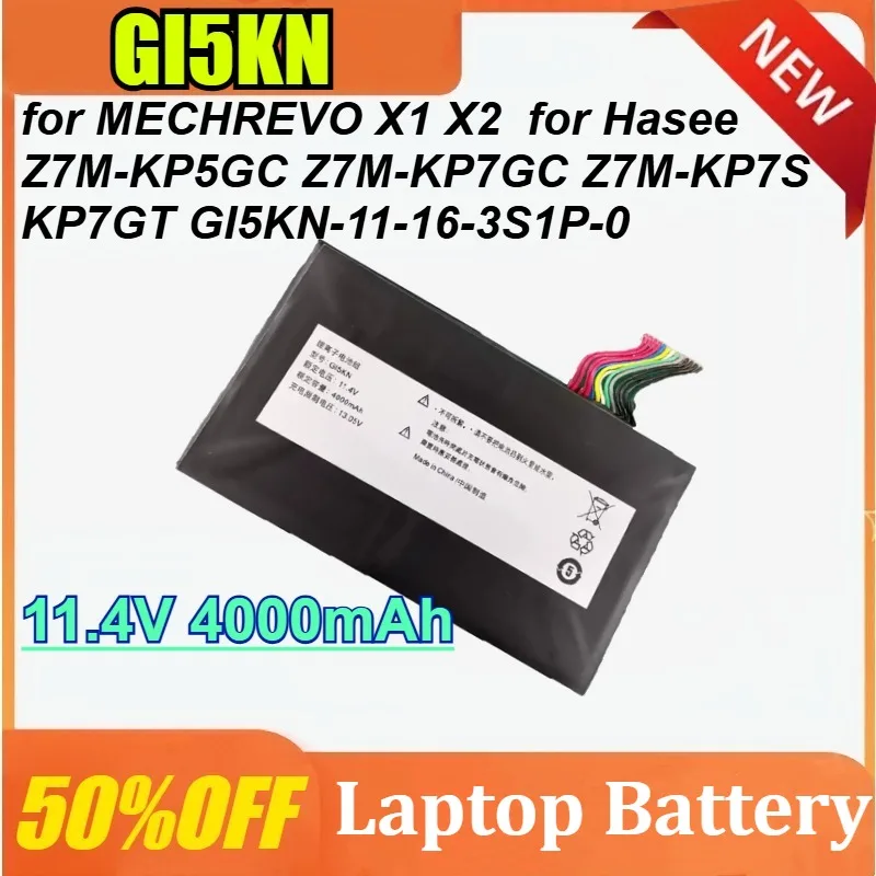 

GI5KN 11.4V 4000mAh for MECHREVO X1 X2 for Hasee Z7M-KP5GC Z7M-KP7GC Z7M-KP7S KP7GT GI5KN-11-16-3S1P-0 Laptop Battery