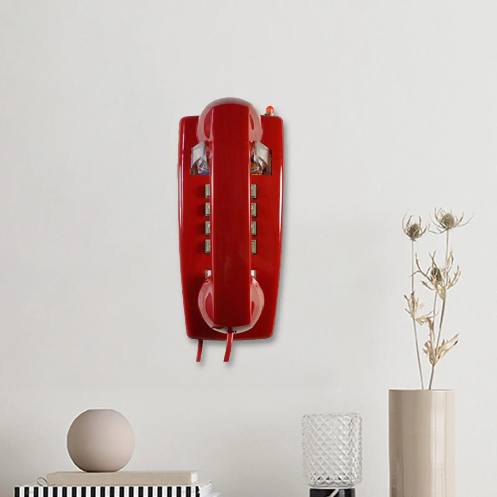 Retro Wall Telephone Wall Mount Phone with Cord with Indicator with Mechanical Ringing Wall Phone Landline for Garage Hotel Home