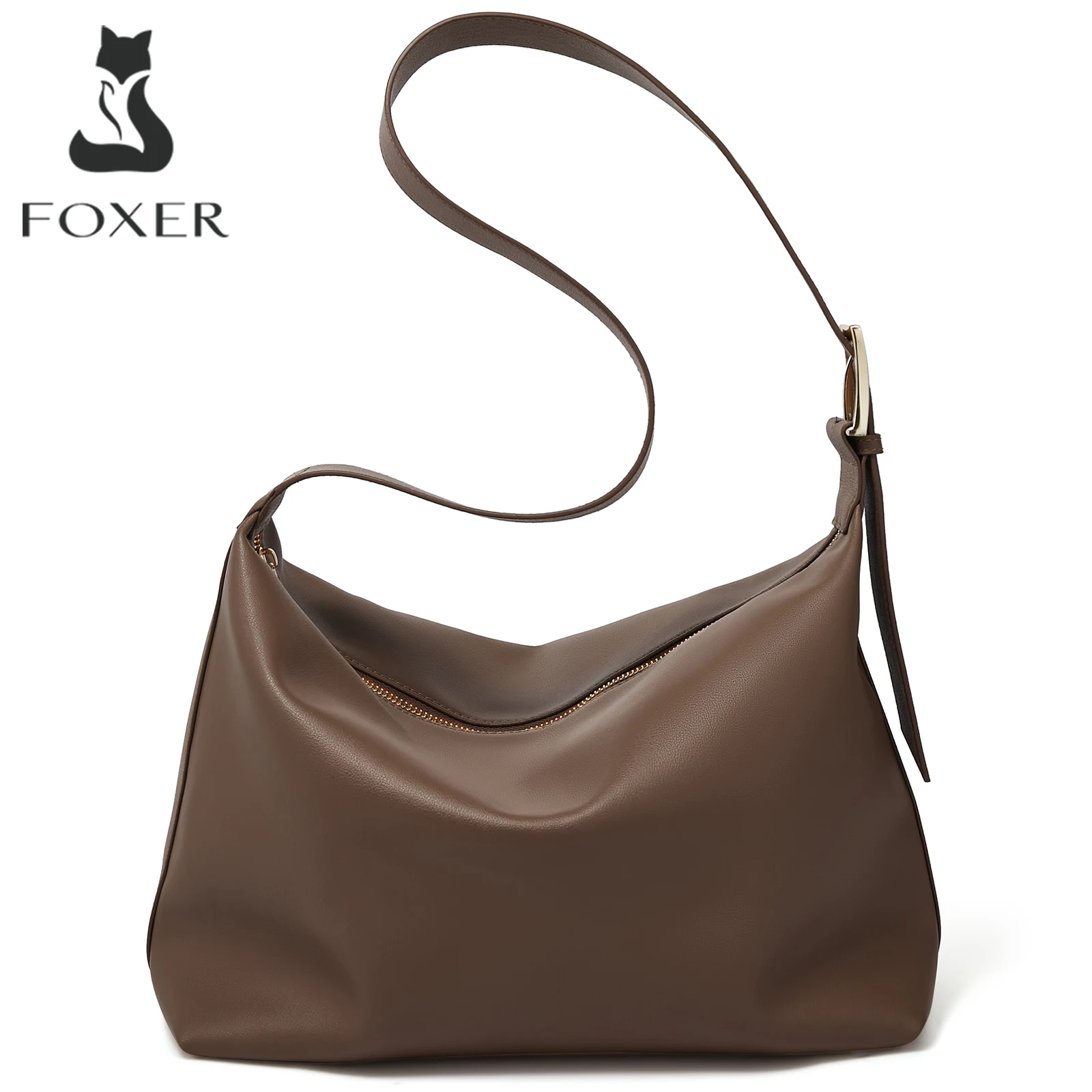 

FOXER Brand Simple Women's Large Tote Bag Split Leather 2025 Autumn Winter New Female Shoulder Hobo Bag Casual Crossbosy Purse