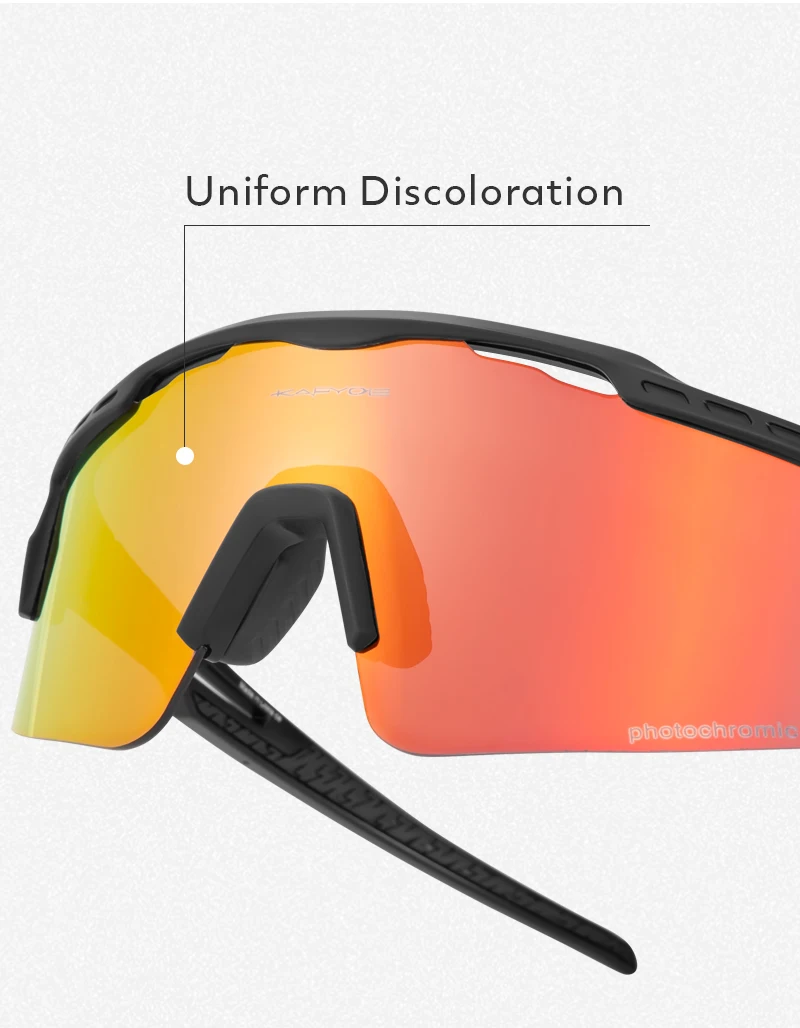 Kapvoe-RED Photochrome Gold Fahrradbrille Sport Herren Sonnenbrille für Herren Fahrrad Damen Outdoor UV400 Fahrradbrille – Detail 8