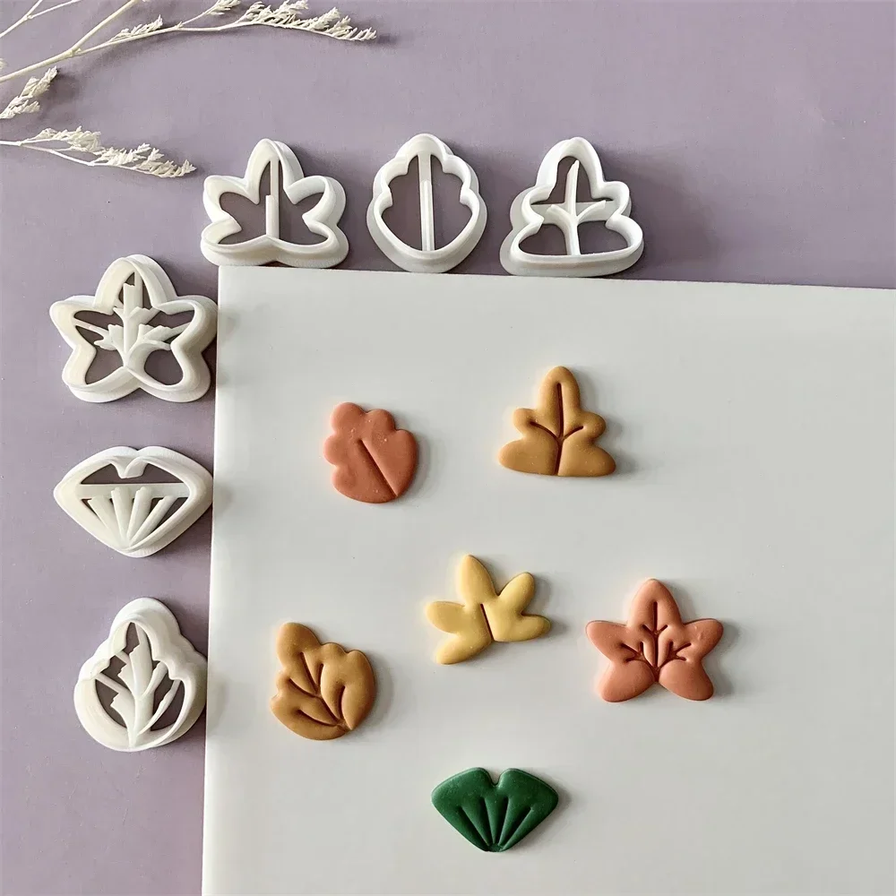 6 Pcs/set Mini Leaves Polymer Clay Earring Molds Fall Leaf Pattern Dangle Clay Cutters for Pendant Jewelry Handmade Cutting Tool